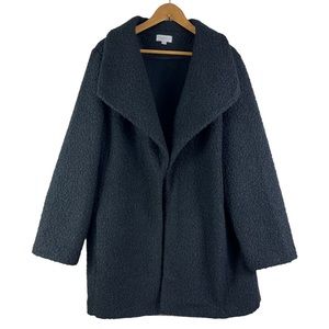 LOFT Black Open Front Teddy Bear Jacket Coat Size XXL